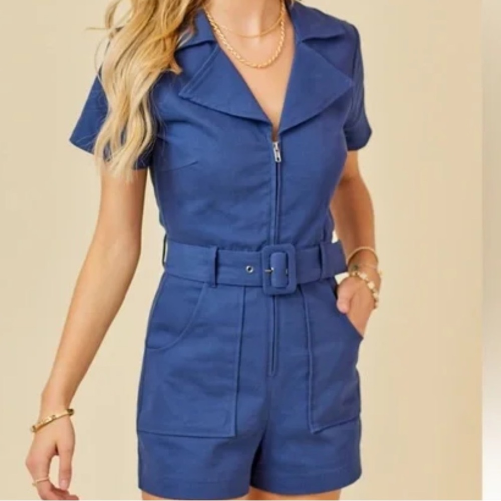 day + moon denim romper